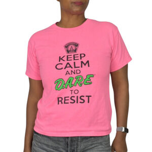 Vintage DARE T Shirt Hot Pink Neon Resist Keep Calm Pickup Anti Drug Tee Small